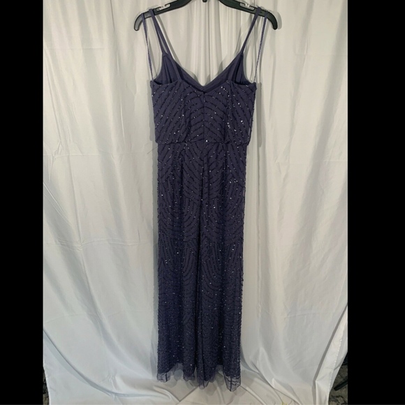 EUC! Adrianna Papell Art Deco Beaded Blouson Gown in Dark Heather [SZ: 2 ]‎ - Picture 6 of 14